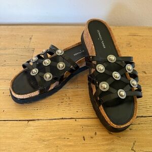 Donald J. Pliner Black Studded Slide Sandals